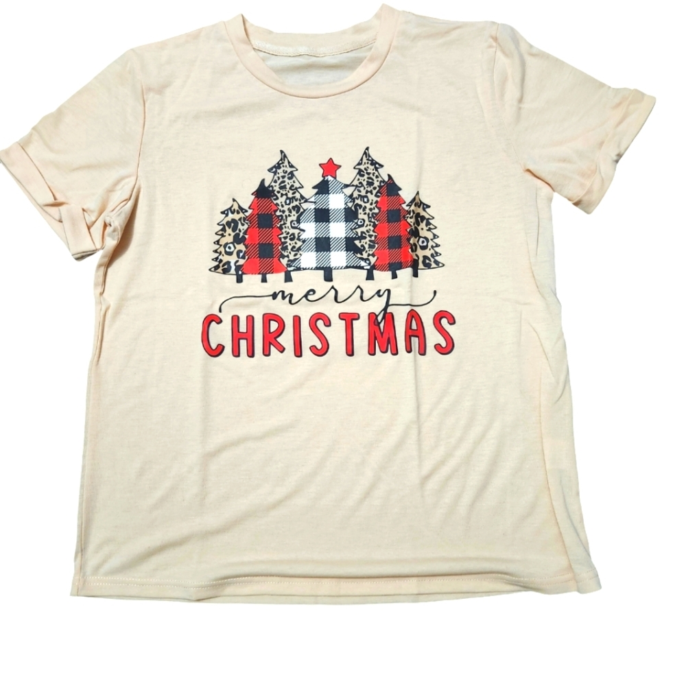 Festive & Fierce Christmas Tee - Leopard & Plaid Trees